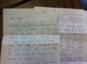 A letter Jimmy Escalle sent to his younger brother one day before he was shot down behind enemy lines. "I hope you don't have to come over here, Bob," he writes.